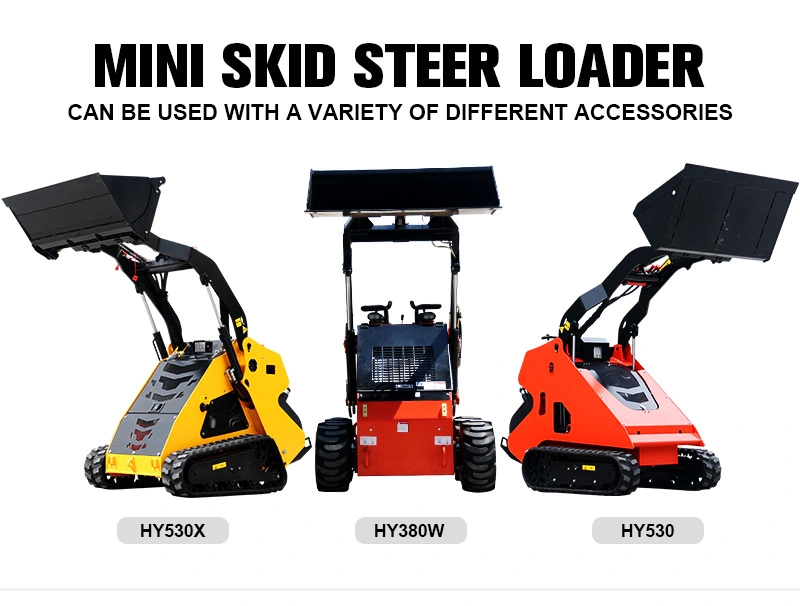 Skid Loader Hy380 Optional Attachment Skid Steer Wheel Loader with Sweeper Attachment Mini Skid Steer Loader for Sale CE EPA